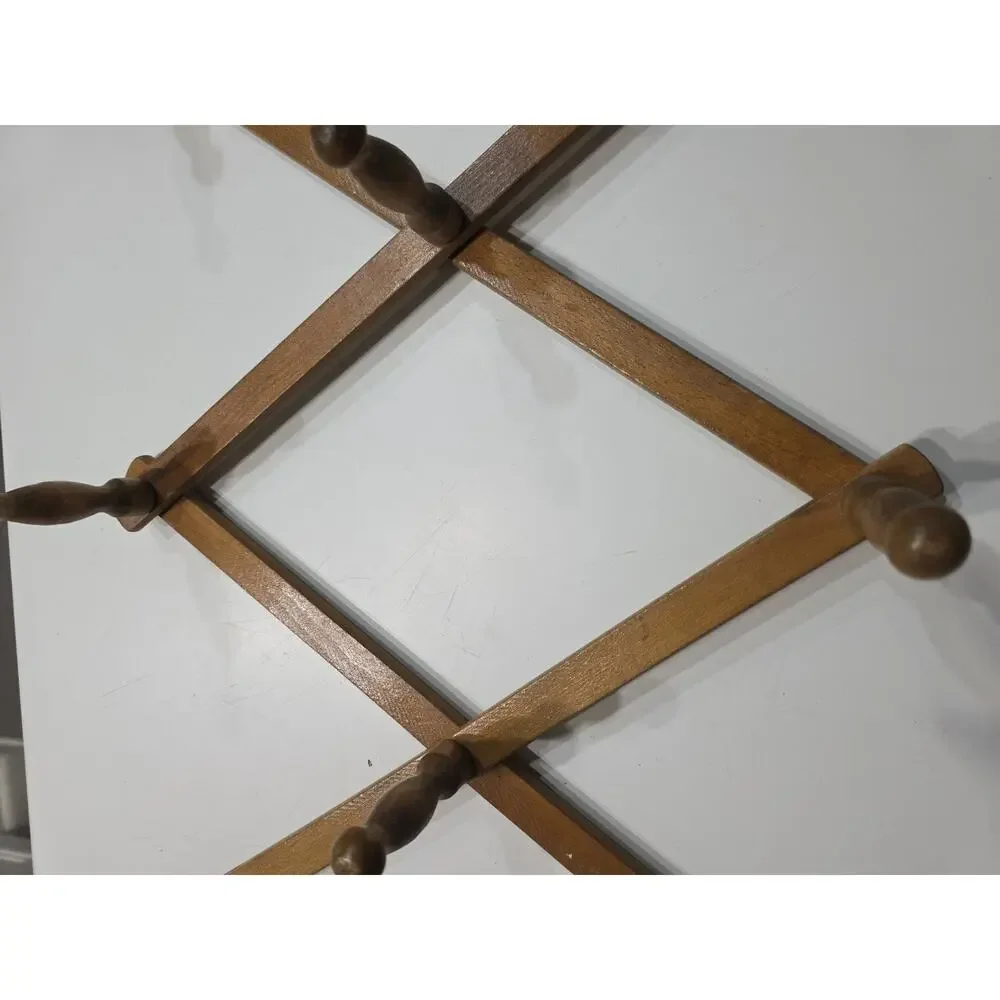 Large Accordion Peg Rack Coat Towel Hook Wooden Vintage